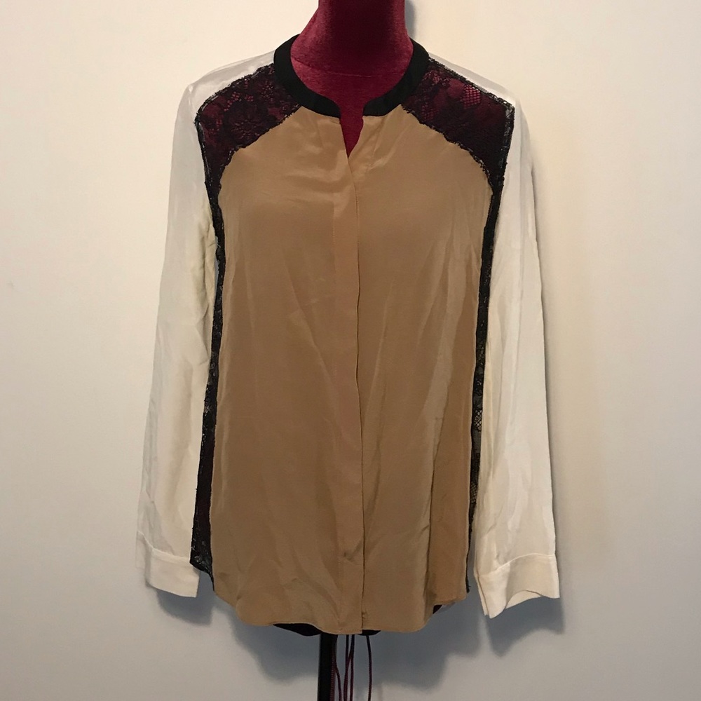 Sandro Paris 100% silk & lace blouse